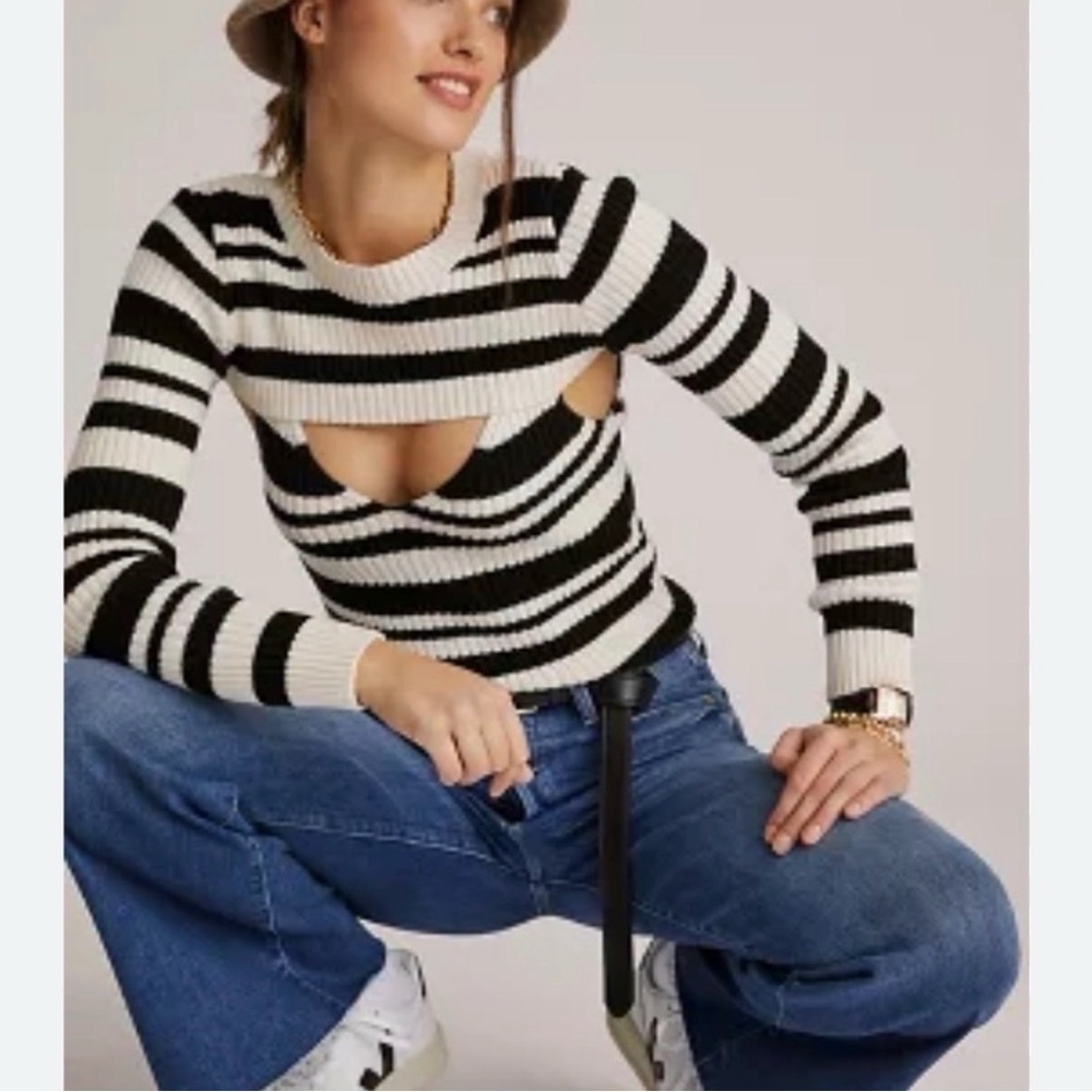 ANTHROPOLOGIE Retro y2K Two-Piece Ribbed Bolero & Camisole Knitwear Set